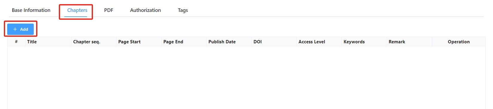 Book Addition - Chapter Tab