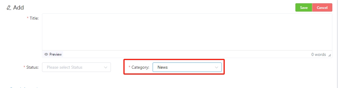 News Category Form