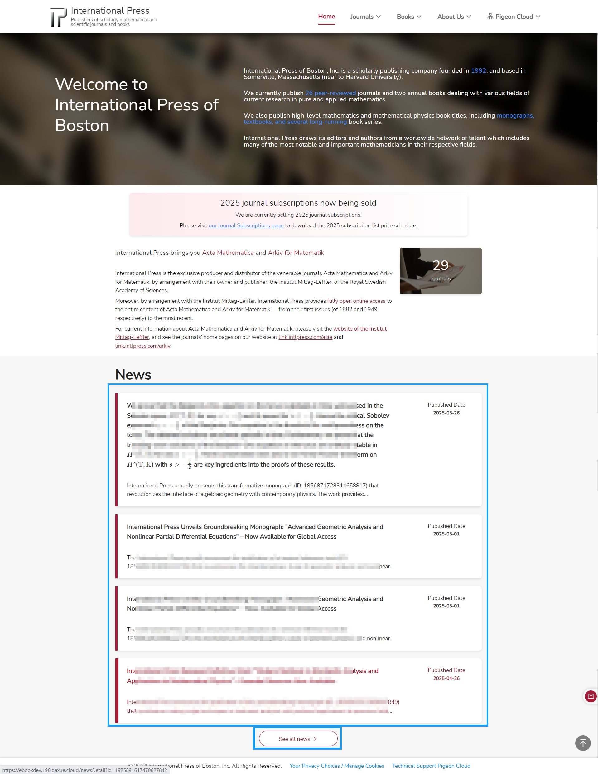 CMS Homepage News