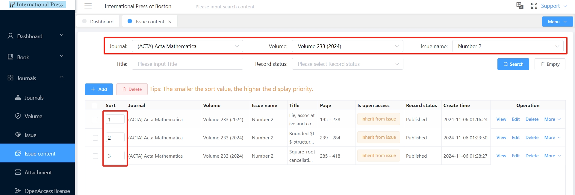 Issue Content-search
