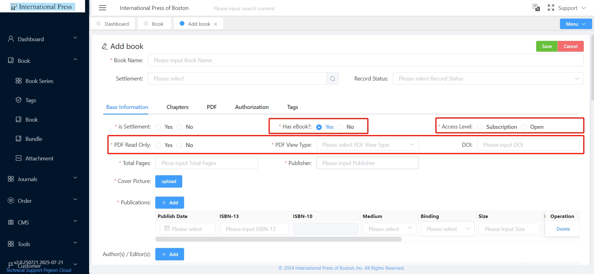Book Module Changes