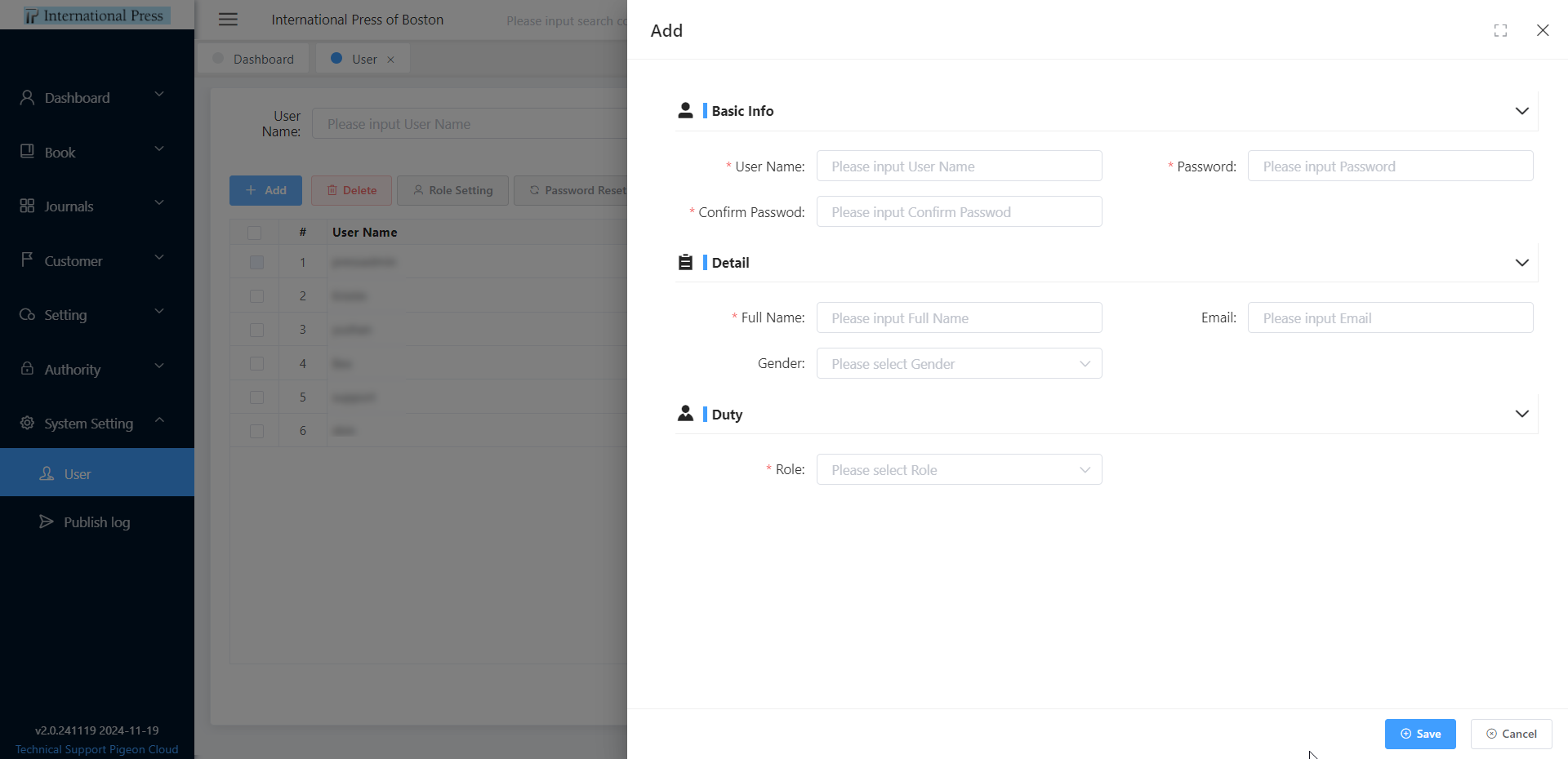 admin creation