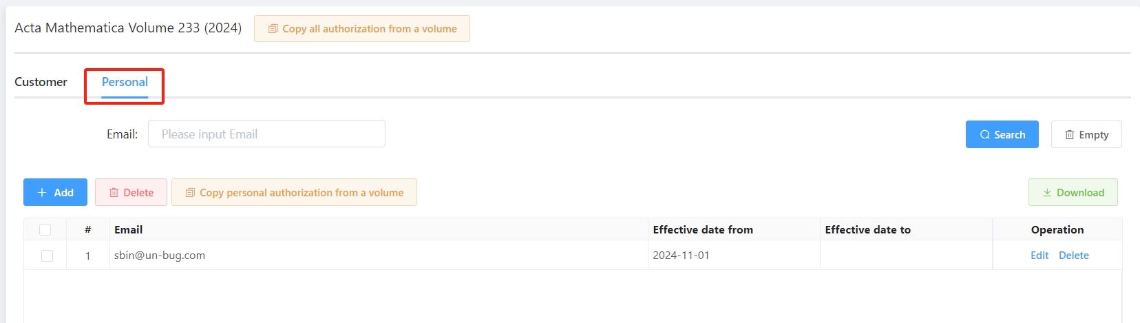 Volume Authorization
